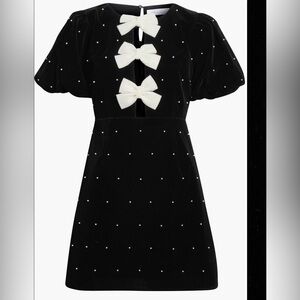 All in Favor Black Dress with White Bow Accents